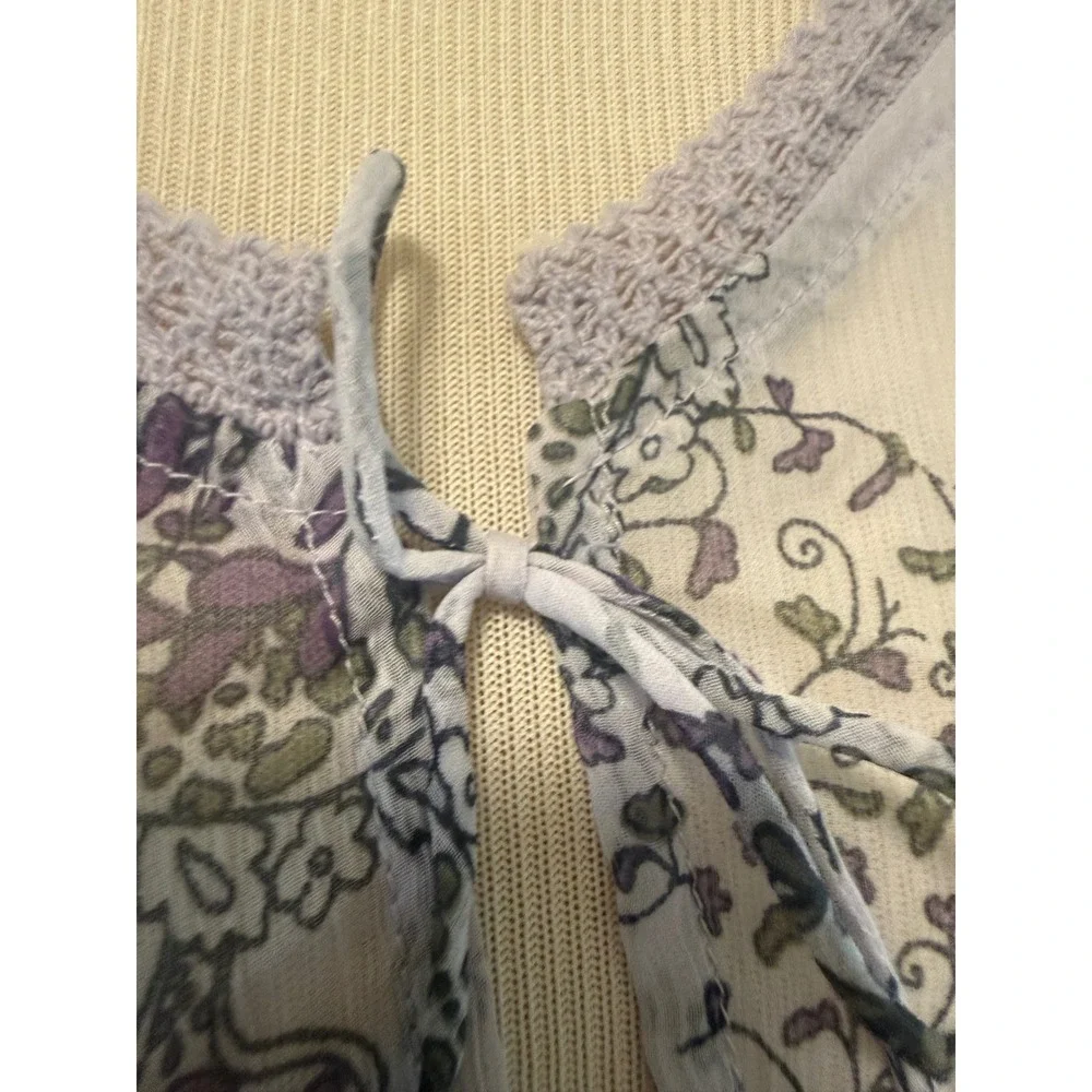 Wild Pearl Lavender Paisley Sheer Poncho Top Crochet Trim One Size NWT